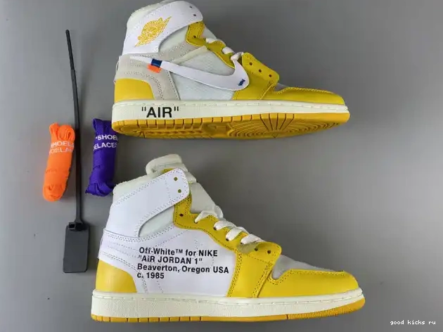 Rep x NRG Yellow-Cone Off-White Jordan Dark Powder Air 1 AQ0818-149 White 0423